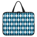 Soft Blue Argyle Pattern Print Laptop Sleeve With Handle