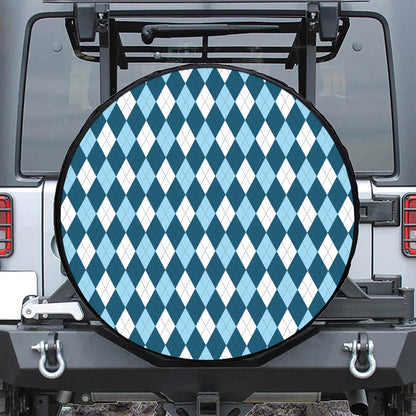 Soft Blue Argyle Pattern Print Leather Spare Tire Cover