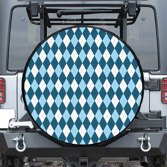 Soft Blue Argyle Pattern Print Leather Spare Tire Cover