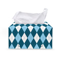 Soft Blue Argyle Pattern Print Leather Tissue Box Cover
