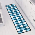Soft Blue Argyle Pattern Print Long Kitchen Mat