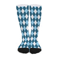 Soft Blue Argyle Pattern Print Long Socks