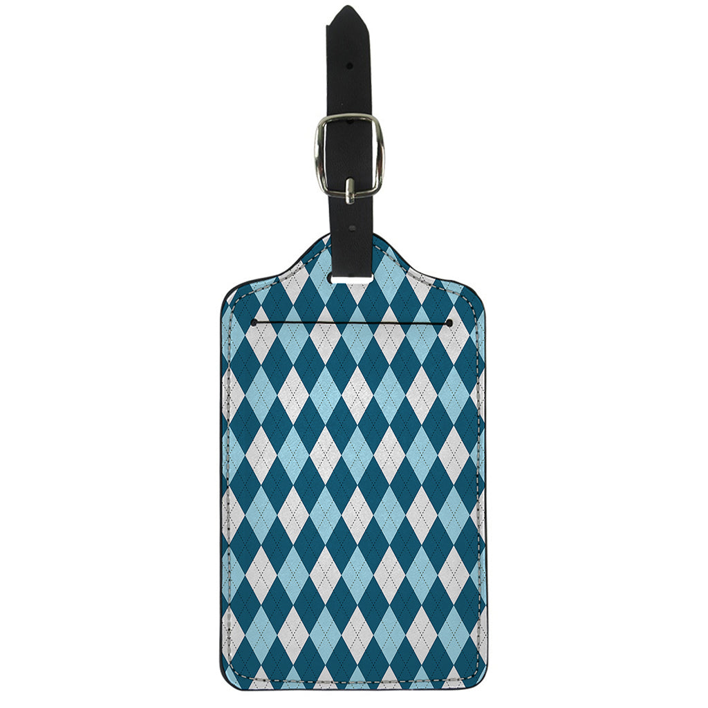 Soft Blue Argyle Pattern Print Luggage Tag