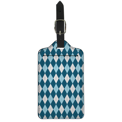 Soft Blue Argyle Pattern Print Luggage Tag
