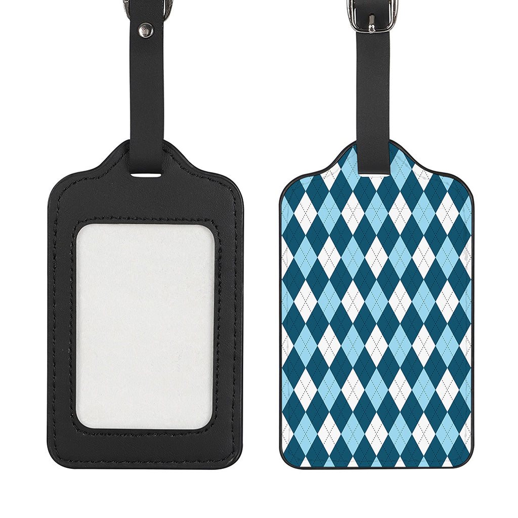 Soft Blue Argyle Pattern Print Luggage Tag