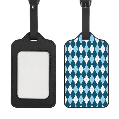 Soft Blue Argyle Pattern Print Luggage Tag