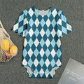 Soft Blue Argyle Pattern Print Men's Bodysuit