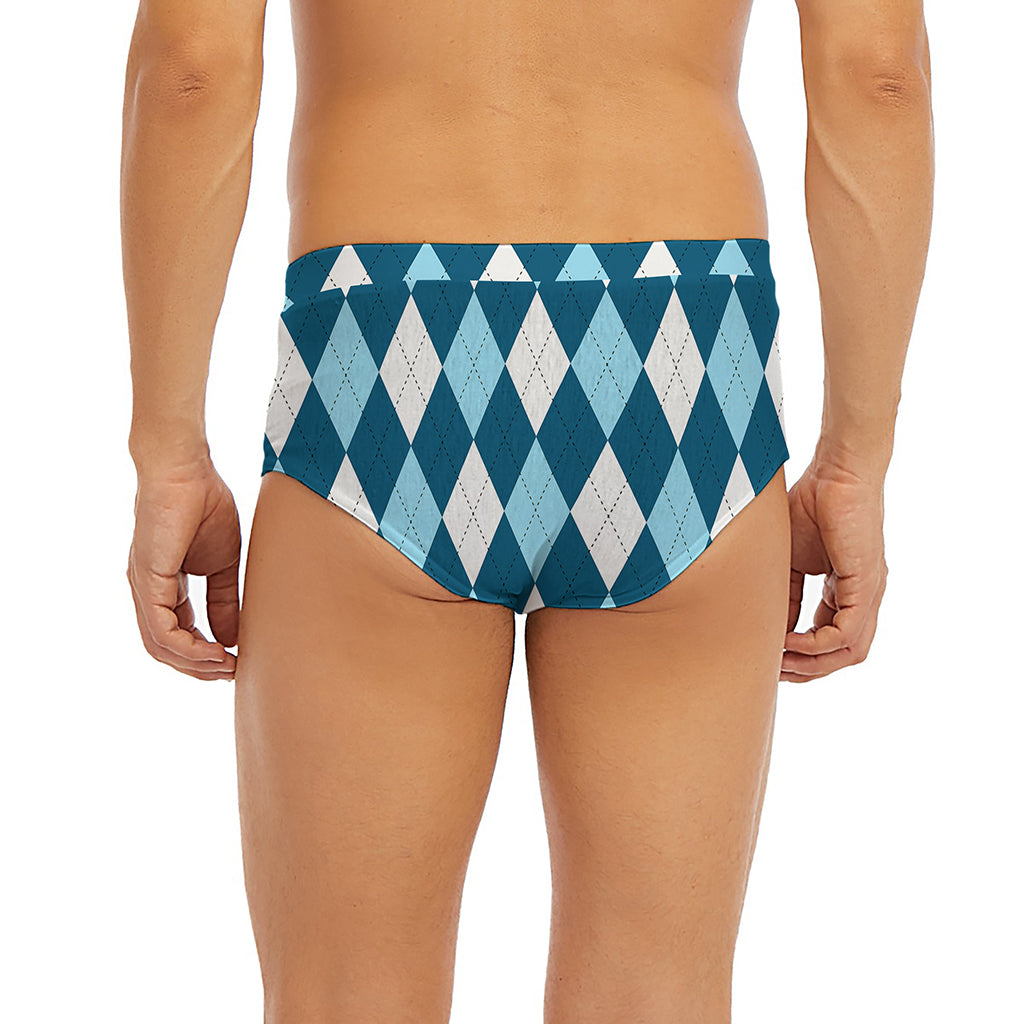 Soft Blue Argyle Pattern Print Men's Briefs