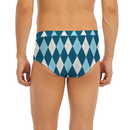 Soft Blue Argyle Pattern Print Men's Briefs