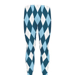 Soft Blue Argyle Pattern Print Men's leggings