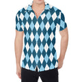 Soft Blue Argyle Pattern Print Men's Shirt