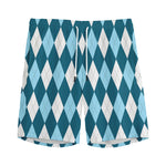 Soft Blue Argyle Pattern Print Men's Sports Shorts