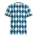 Soft Blue Argyle Pattern Print Men's Athletic T-Shirt