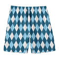 Soft Blue Argyle Pattern Print Men's Swim Trunks