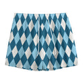 Soft Blue Argyle Pattern Print Mesh Shorts