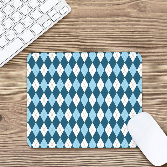 Soft Blue Argyle Pattern Print Mouse Pad