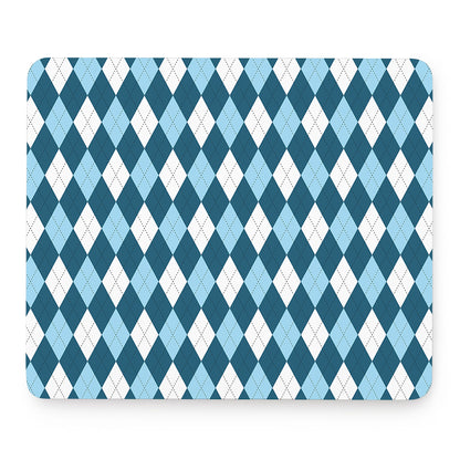 Soft Blue Argyle Pattern Print Mouse Pad