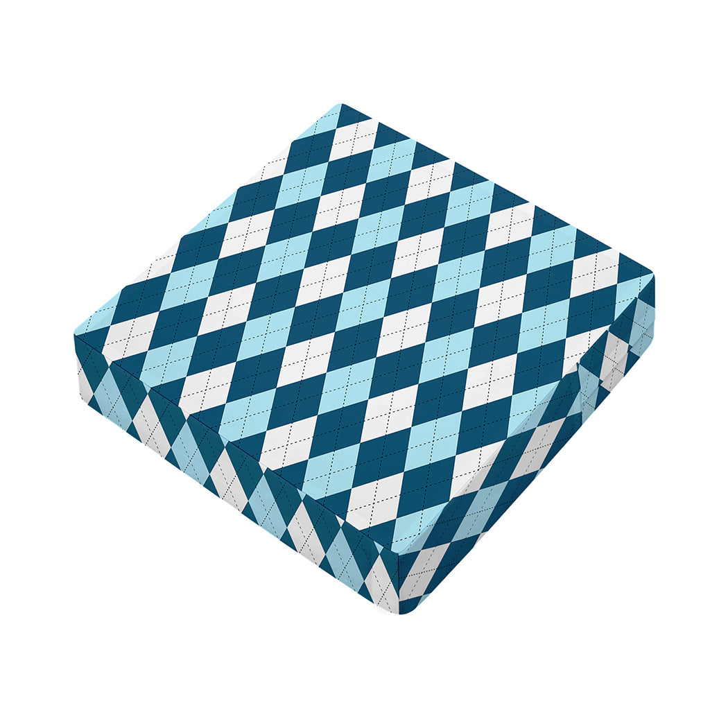 Soft Blue Argyle Pattern Print Outdoor Seat Cushion Cover