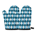 Soft Blue Argyle Pattern Print Oven Mitts