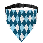 Soft Blue Argyle Pattern Print Over The Collar Dog Bandana