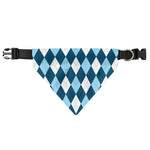 Soft Blue Argyle Pattern Print Over The Collar Dog Bandana