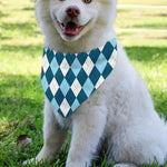 Soft Blue Argyle Pattern Print Over The Collar Dog Bandana
