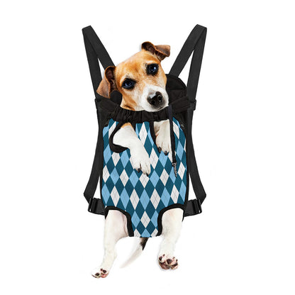 Soft Blue Argyle Pattern Print Pet Carrier Backpack