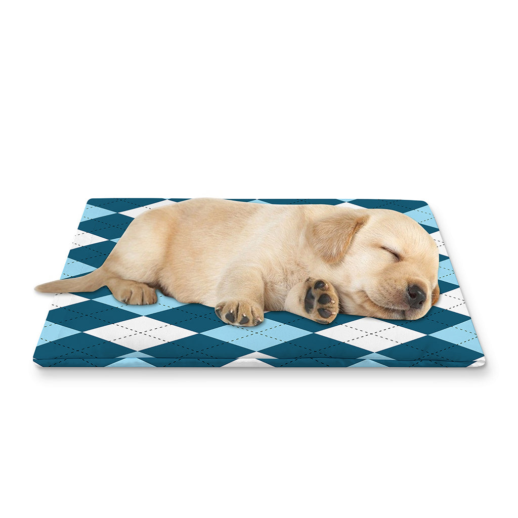 Soft Blue Argyle Pattern Print Pet Cooling Mat Cover