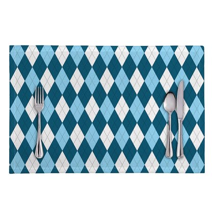 Soft Blue Argyle Pattern Print Placemat