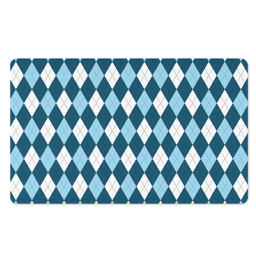 Soft Blue Argyle Pattern Print Polyester Doormat