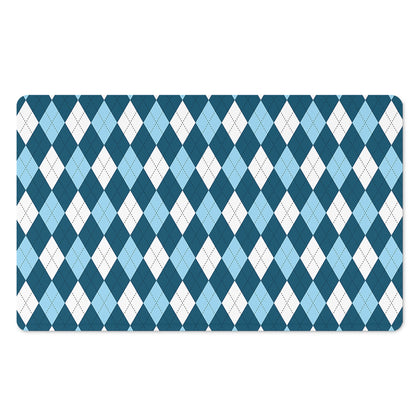 Soft Blue Argyle Pattern Print Polyester Doormat