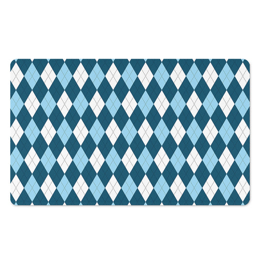 Soft Blue Argyle Pattern Print Polyester Doormat