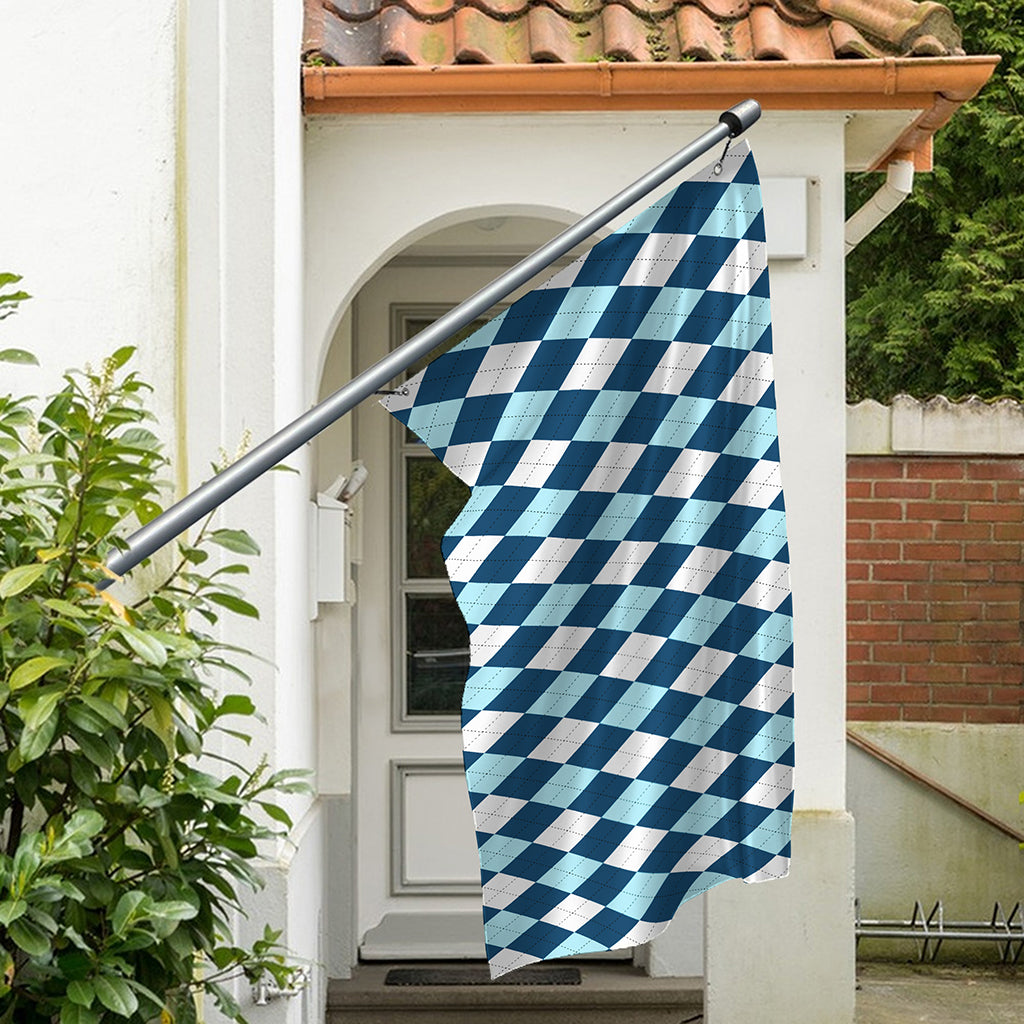 Soft Blue Argyle Pattern Print Polyester Flag