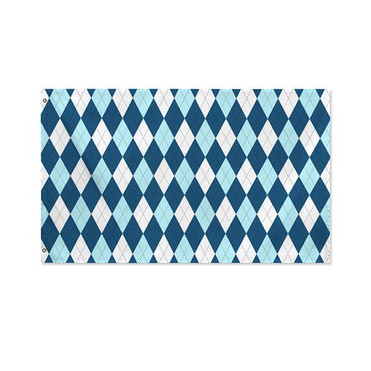 Soft Blue Argyle Pattern Print Polyester Flag