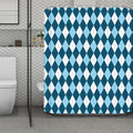 Soft Blue Argyle Pattern Print Polyester Shower Curtain