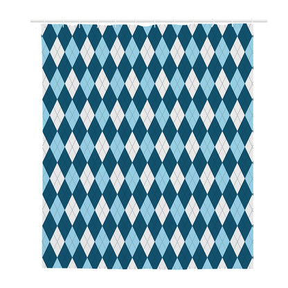 Soft Blue Argyle Pattern Print Polyester Shower Curtain