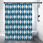 Soft Blue Argyle Pattern Print Premium Shower Curtain