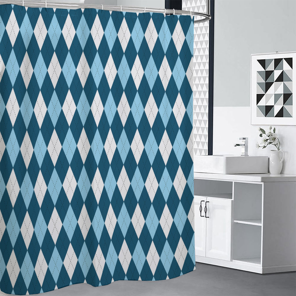 Soft Blue Argyle Pattern Print Premium Shower Curtain