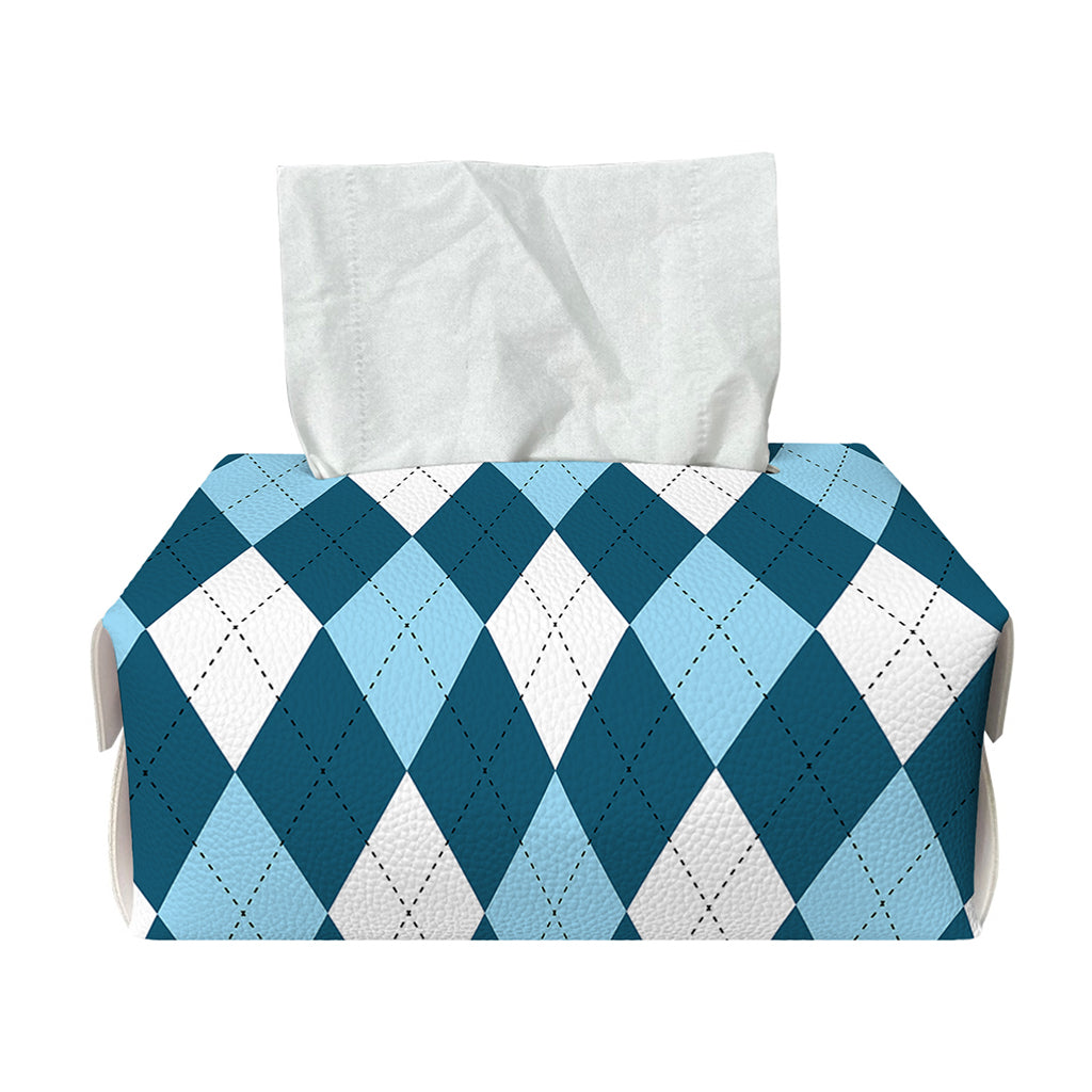 Soft Blue Argyle Pattern Print Rectangle Tissue Box Cover