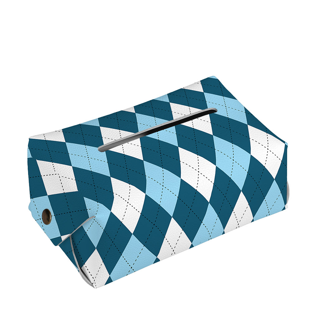 Soft Blue Argyle Pattern Print Rectangle Tissue Box Cover