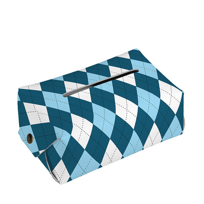 Soft Blue Argyle Pattern Print Rectangle Tissue Box Cover