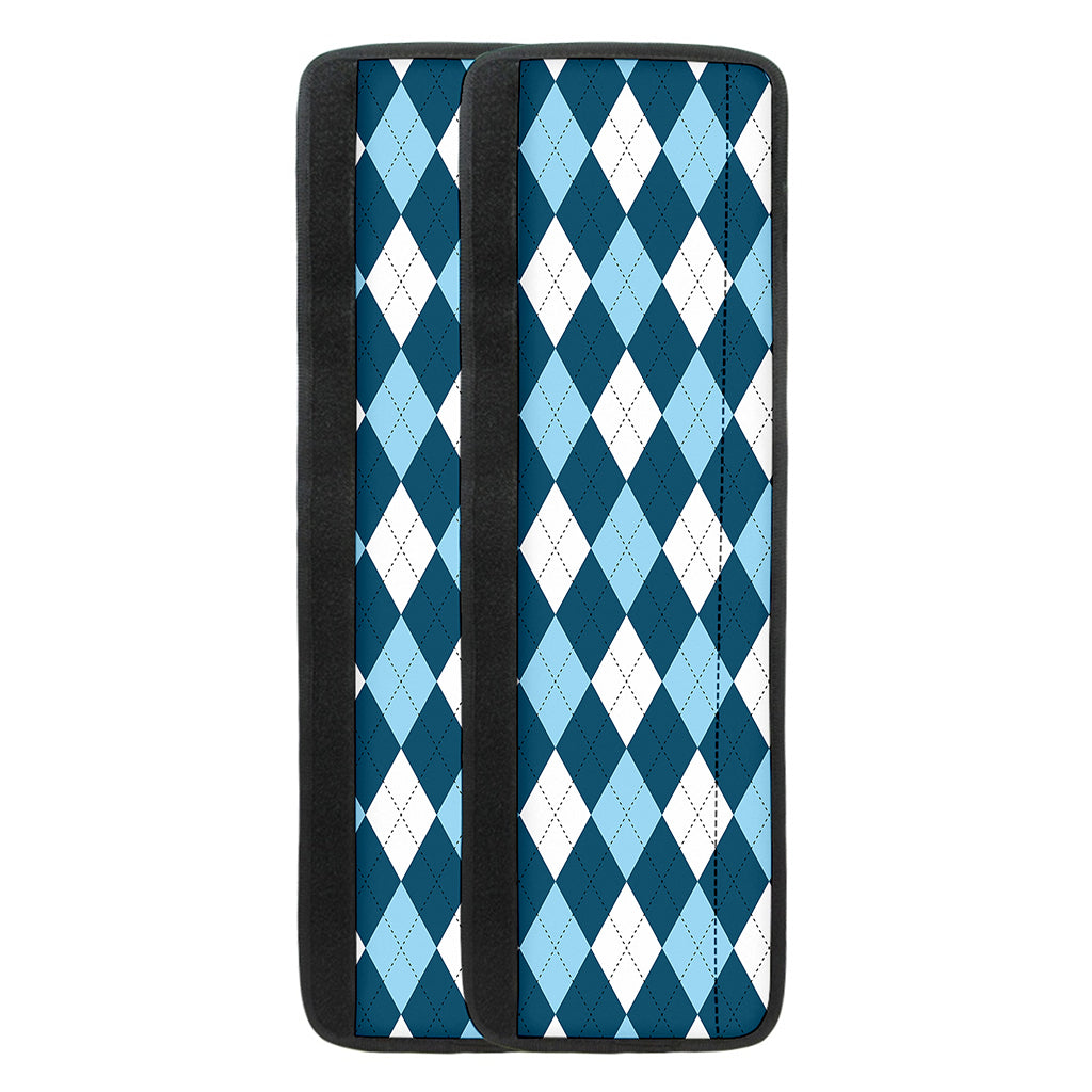 Soft Blue Argyle Pattern Print Refrigerator Handle Covers