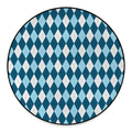 Soft Blue Argyle Pattern Print Round Floor Mat