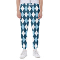 Soft Blue Argyle Pattern Print Joggers