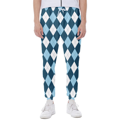 Soft Blue Argyle Pattern Print Scuba Joggers