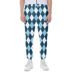 Soft Blue Argyle Pattern Print Scuba Joggers