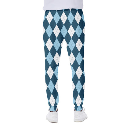 Soft Blue Argyle Pattern Print Scuba Joggers