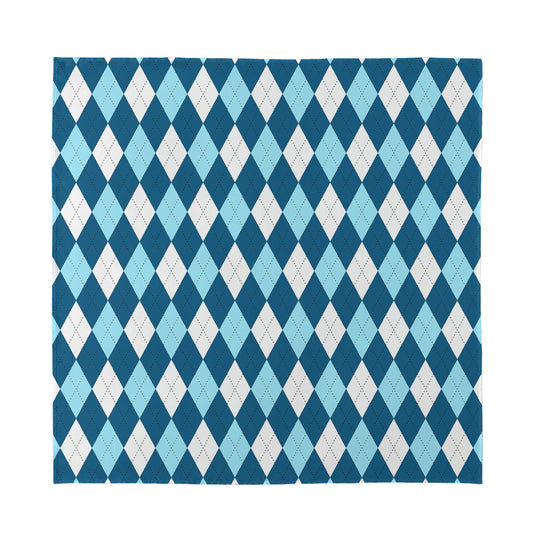 Soft Blue Argyle Pattern Print Silk Bandana
