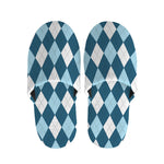 Soft Blue Argyle Pattern Print Slippers