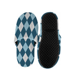 Soft Blue Argyle Pattern Print Slippers